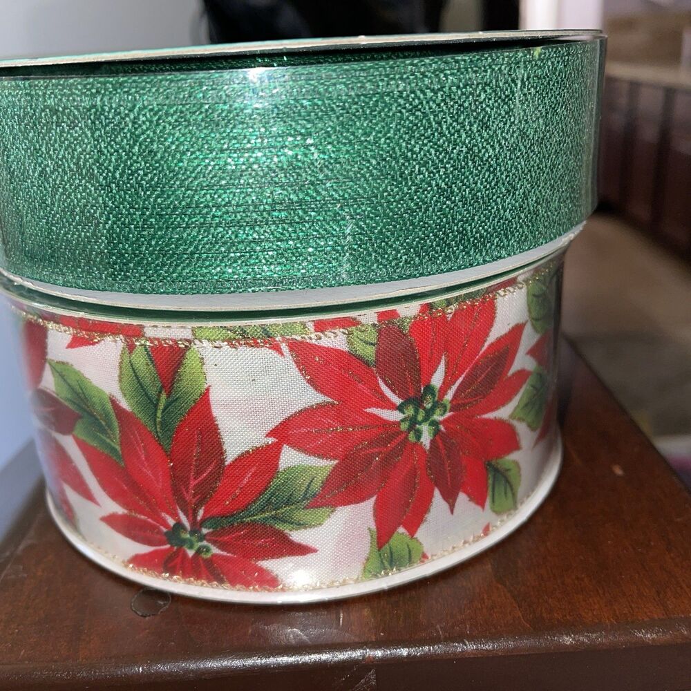 2 Spools Member's Mark Christmas 50 Yards Wired Ribbon